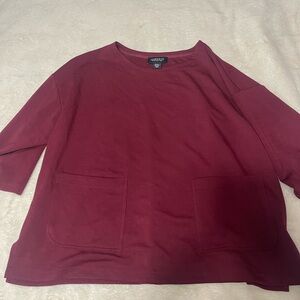 Jones New York Burgundy Sweatshirt with Front Pockets | 1X